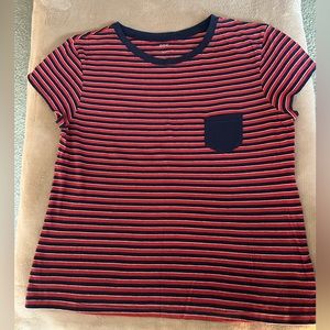 BDG Urban Outfitters Navy Blue and Red Striped Pocket Tee. Women’s Small